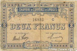 2 Francs FRANCE regionalismo y varios Limoges 1914 JP.073.12 RC