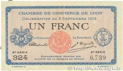 1 Franc FRANCE Regionalismus und verschiedenen Lyon 1915 JP.077.06 SS
