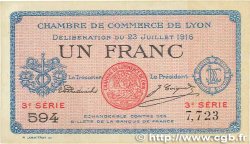 1 Franc FRANCE regionalism and miscellaneous Lyon 1916 JP.077.10 VF+