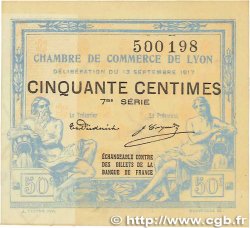 50 Centimes FRANCE Regionalismus und verschiedenen Lyon 1917 JP.077.14 fVZ