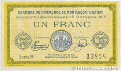 1 Franc FRANCE regionalism and miscellaneous Montluçon, Gannat 1915 JP.084.15 VF