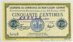 50 Centimes Annulé FRANCE regionalismo y varios Montluçon, Gannat 1916 JP.084.22 MBC