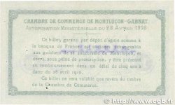 1 Franc Annulé FRANCE Regionalismus und verschiedenen Montluçon, Gannat 1916 JP.084.24 SS