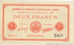 2 Francs FRANCE Regionalismus und verschiedenen Montluçon, Gannat 1921 JP.084.65 SS