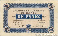 1 Franc FRANCE regionalism and various Nancy 1916 JP.087.09 VF