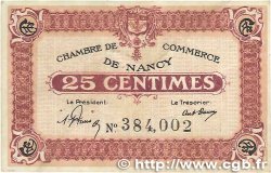 25 Centimes FRANCE Regionalismus und verschiedenen Nancy 1918 JP.087.56 SS