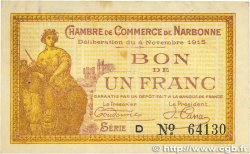 1 Franc FRANCE regionalismo y varios Narbonne 1915 JP.089.06