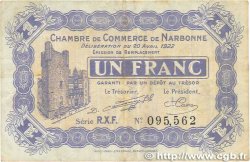1 Franc FRANCE regionalism and various Narbonne 1922 JP.089.32 VF