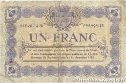 1 Franc FRANCE regionalism and various Narbonne 1922 JP.089.32 F