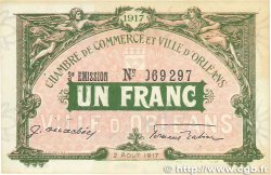 1 Franc FRANCE regionalism and miscellaneous Orléans 1917 JP.095.17