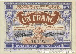1 Franc FRANCE Regionalismus und verschiedenen Orléans et Blois 1921 JP.096.07 VZ+