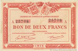 2 Francs FRANCE Regionalismus und verschiedenen Quimper et Brest 1915 JP.104.03 SS