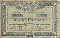 1 Franc FRANCE Regionalismus und verschiedenen Quimper et Brest 1915 JP.104.05 SGE