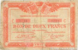 2 Francs FRANCE regionalismo y varios Quimper et Brest 1917 JP.104.09 RC