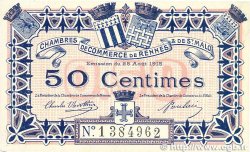 50 Centimes FRANCE regionalismo e varie Rennes et Saint-Malo 1915 JP.105.06 SPL