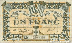 1 Franc FRANCE regionalismo e varie Rennes et Saint-Malo 1915 JP.105.15 MB