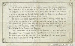 1 Franc FRANCE Regionalismus und verschiedenen Rennes et Saint-Malo 1915 JP.105.15 SS