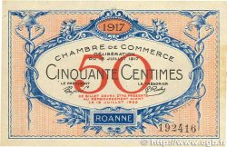 50 Centimes FRANCE Regionalismus und verschiedenen Roanne 1917 JP.106.09 VZ