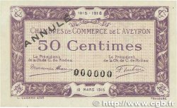 50 Centimes Annulé FRANCE regionalism and various Rodez et Millau 1915 JP.108.03 UNC-