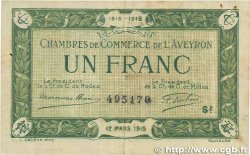 1 Franc FRANCE regionalismo y varios Rodez et Millau 1915 JP.108.09 BC