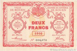 2 Francs FRANCE regionalism and various Rouen 1916 JP.110.25 AU