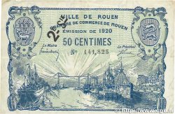 50 Centimes FRANCE Regionalismus und verschiedenen Rouen 1920 JP.110.53 S