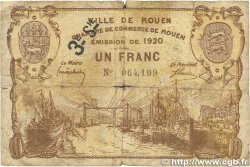 1 Franc FRANCE regionalism and miscellaneous Rouen 1920 JP.110.62 G
