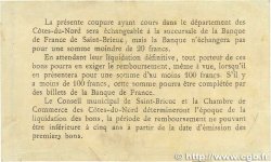1 Franc FRANCE Regionalismus und verschiedenen Saint-Brieuc 1918 JP.111.15 S