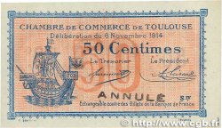 50 Centimes Annulé FRANCE Regionalismus und verschiedenen Toulouse 1914 JP.122.13 fST