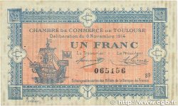 1 Franc FRANCE regionalism and miscellaneous Toulouse 1914 JP.122.14