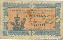 1 Franc FRANCE regionalism and miscellaneous Toulouse 1914 JP.122.20