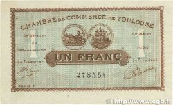 1 Franc FRANCE regionalism and miscellaneous Toulouse 1919 JP.122.36 VF+