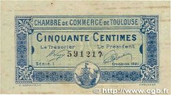 50 Centimes FRANCE regionalism and miscellaneous Toulouse 1920 JP.122.39 VF-