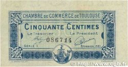 50 Centimes FRANCE regionalismo e varie Toulouse 1920 JP.122.39 SPL