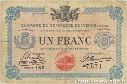 1 Franc FRANCE regionalism and various Vienne 1916 JP.128.12 VG