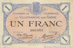 1 Franc FRANCE regionalism and miscellaneous Villefranche-Sur-Saône 1915 JP.129.04 F