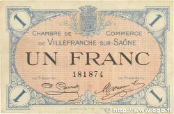 1 Franc FRANCE regionalism and various Villefranche-Sur-Saône 1915 JP.129.04 VF