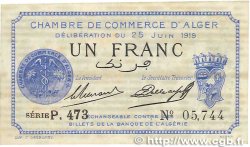 1 Franc FRANCE regionalism and various Alger 1919 JP.137.12 VF+