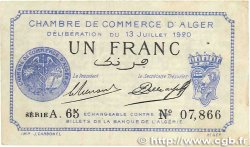 1 Franc FRANCE regionalismo e varie Alger 1920 JP.137.14 q.BB