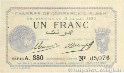 1 Franc FRANCE regionalism and various Alger 1920 JP.137.15 VF+