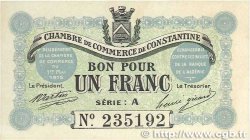 1 Franc FRANCE regionalism and various Constantine 1915 JP.140.02 AU-