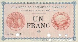 1 Franc Spécimen FRANCE regionalismo e varie  1915 JP.010.03var. q.FDC