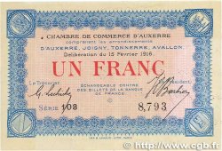 1 Franc FRANCE regionalism and miscellaneous Auxerre 1916 JP.017.08 XF