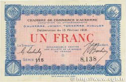 1 Franc FRANCE regionalism and miscellaneous Auxerre 1916 JP.017.08 XF+
