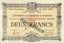 2 Francs Spécimen FRANCE regionalism and miscellaneous Avignon 1915 JP.018.12 XF+