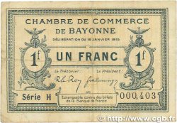 1 Franc FRANCE regionalism and miscellaneous Bayonne 1915 JP.021.09 F