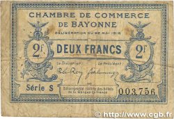 2 Francs FRANCE regionalism and various Bayonne 1916 JP.021.36 VG