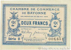 2 Francs FRANCE regionalism and miscellaneous Bayonne 1916 JP.021.36 XF+