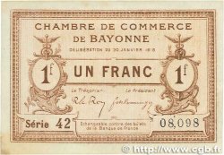 1 Franc FRANCE régionalisme et divers Bayonne 1918 JP.021.59 TTB
