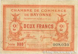 2 Francs  FRANCE regionalismo y varios Bayonne 1921 JP.021.72